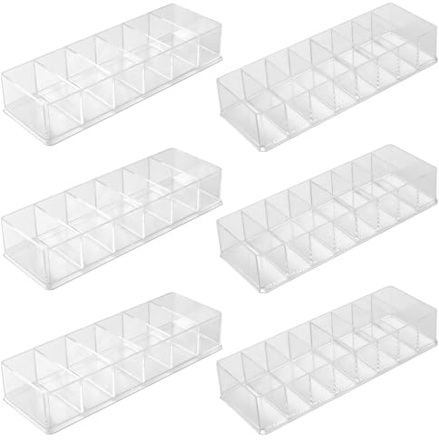 KEILEOHO 6 Stück Make Up Organizer Acryl, 6 Fächern und 8 Fächern, Lippenstift Nagellack Organizer Schminkaufbewahrungen Make-Up Aufbewahrung Transparent für Schlafzimmer, Waschtisch, Schminktisch