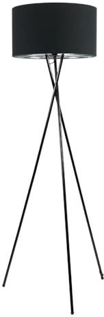 ValueLights | Camden Tripod Floor Lamp Gloss Black with Black & Chrome Inner Shade | Floor Lamps, Home Décor & Improvement Essential