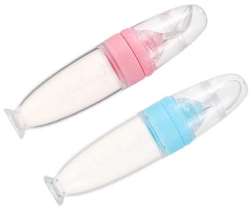 Vaguelly 2stücke Babyflasche Mit Nahrungsspender Und Standfuß Kunststoff Babylöffel Für Dosierung Quetschflasche Zum Squeeze Füttern Fütterer Für Hause Und Unterwegs