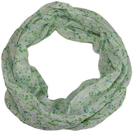 beybey® feiner Damen Loop Schal aus Seide und Viskose mit Blümchen Muster - Frühlingserwachen und die Brise des Lebens. (grün)