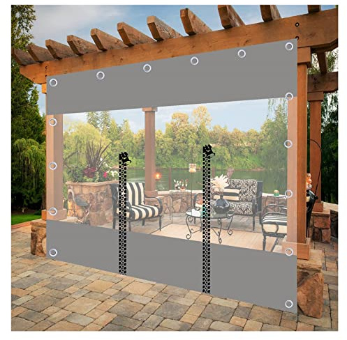KFDDO Telo Trasparente Impermeabile con Cerniera, Ganci, Copertura Laterale per Pergola per Carport, Magazzino, Tenda Divisoria, Telone Tettoia(5.25x8.2ft/1.6x2.5m)