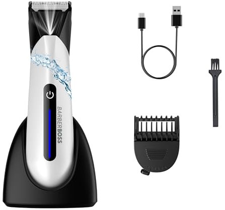 BarberBoss Men’s Ball Trimmer: Ball Shaver, Groin Trimmer Men, Waterproof Grooming Tool for Men, Pubic Hair Clipper & Ball Shaver, Rechargeable Body Groomer