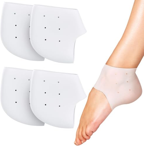 Fonyiunce 2 Paires Protège Talons en Gel, Protège-Talons en Gel de Silicone, Ajustables Respirant Coussinets de Talon Protection, Prévention Ampoules et Callosités