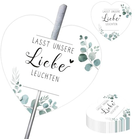 100 Stück Wunderkerzen Etiketten Hochzeit Wunderkerzen Karten Halter Wunderkerzen Hochzeit Etiketten Doppelt Gelochte Wunderkerzen Etikette Kärtchen-Lasst Unsere Liebe Leuchten für Hochzeit Wunderker