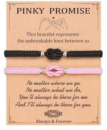 UNGENT THEM Valentines Day Gifts for Him Her Boyfriend Girlfriend Birthday Matching Couples Bracelets Pinky Promise Long Distance Relationship Romantic I Love You His Hers Gifts Women Men Christmas