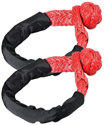Cabrestante De Cuerda Sintética con Grillete Suave, 38,000 Libras, Remolque Todoterreno, Correa De Remolque De Recuperación 4X4, ATV, UTV, Coche Roto De 1/2 con Manga(2 Pcs)