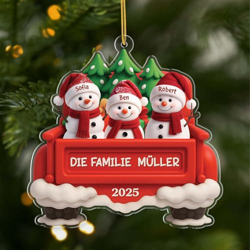 Geschenke Mall Personalisiertes Ornamente - Die Familie Zu Weihnachten - Weihnachtskugel mit Namen, Geschenke für Familie, Personalisierte Weihnachtsdekorationen mit Familiennamen (Modell #2)