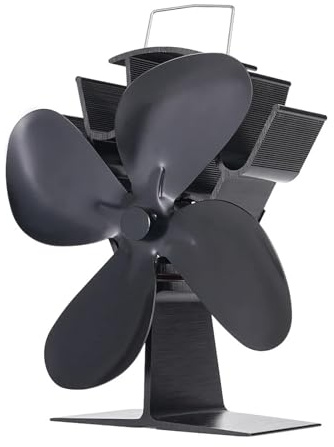 wood stove fan, 4 Blade Heat Powered Stove Fan Black Fireplace Eco Friendly Quiet Home Efficient Distribution,for Fireplace(Stove Fan)