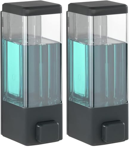 Wenko Istres - Dispenser per disinfettante e sapone, 320 ml, colore: Nero (Confezione da 2)