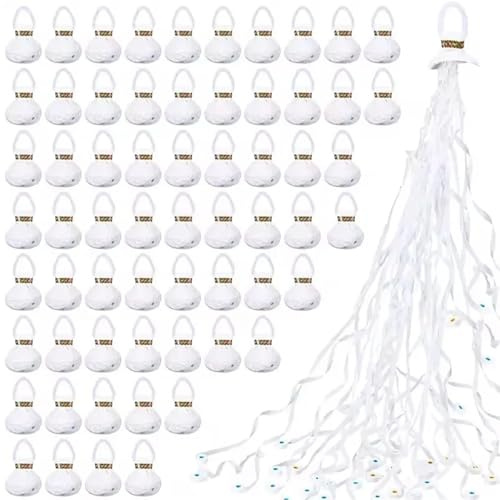 Hand Throw Confetti Poppers 40 Pack White Streamers Poppers Wedding Decorations Paper Crackers Hand Throw Confetti Streamer For Engagement Party Supplies(White)