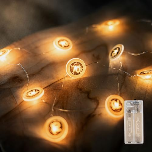 Tiwoca Deko zum 70. Geburtstag – schwarz-goldene LED-Lichterkette in warmer Optik Zahl 70 – Stilvolle Geburtstagsdeko und schöne Geschenkideen für Junge und Mädchen