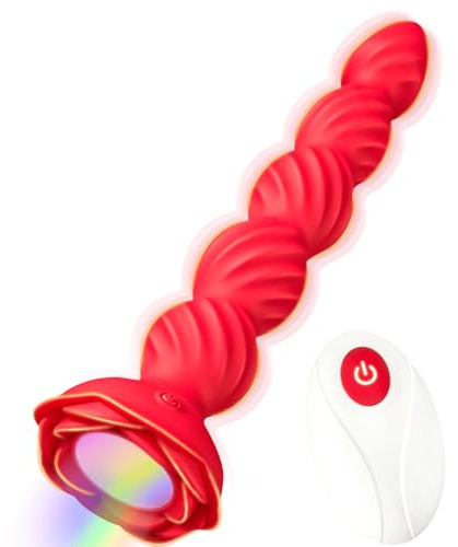 Anale Plug Perline Vibratore Massaggiatore per Prostata Dilatatore, Rosso | Anali Plug con 10 Modalità di Vibrazione illuminazione Massaggiatore Prostatico Punto G Vibrante Giocattoli Sessuali