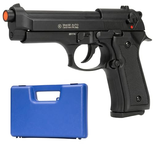 Pistola a salve M92F full metal replica beretta, cal. 8mm, semiautomatica scarrellante, caricatore 18 colpi, valigetta inclusa, made in Italy, 220mm 1100g
