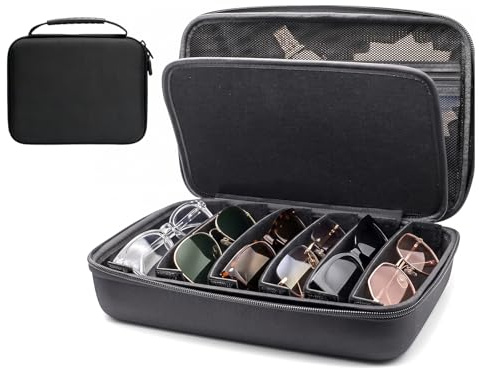 HUSOUE Sonnenbrillen Aufbewahrung, Brillenbox für 8 Brillenaufbewahrung Brillenständer für Mehrere Brillen Sonnenbrillen Etui Brillenetui Sonnenbrille für Glapeame für Wrimen (Schwarz)