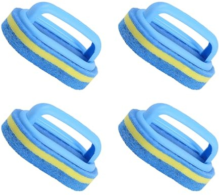 Svamp med handtag, 4 svampar med handtag, svampborste för kök (14 × 9 × 7,5 | Multifunktionell rengöringssvamp, för kök badrum pool etc (blå)