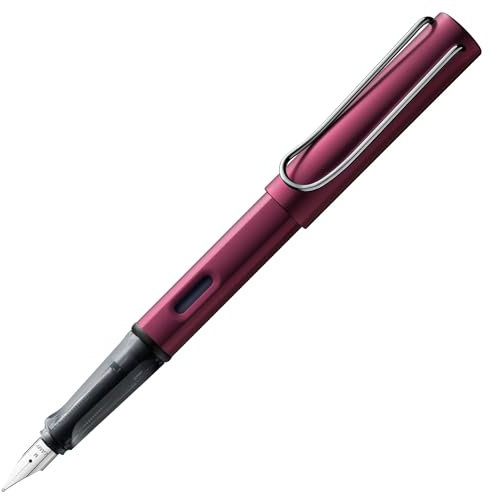 Lamy AL-star black purple Füller – Füllhalter mit ergonomischem Griff & polierter Stahlfeder in Strichbreite B – leichtes Aluminiumgehäuse – inkl. Tintenpatrone T 10 blau – Rechtshänder