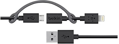 Belkin F8J080bt03-BLK - Cable micro-USB con adaptador Lightning, 90 cm, negro