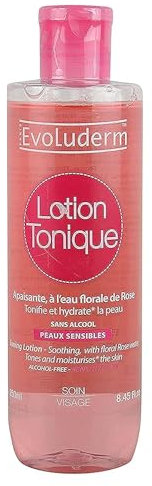 EVOLUDERM - Lotion Tonique Apaisante Peaux Sensibles - 250 ml - 96% d'Origine Naturelle - Végan - Fabrication Française