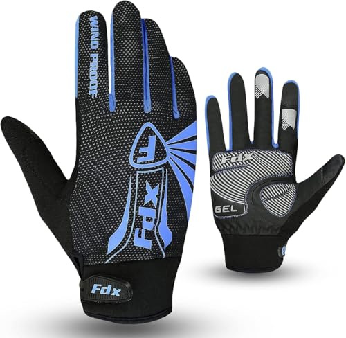 FDX Full Finger Winter Cycling Gloves Windproof Padded Touchscreen Mitts | Take on cold rides with thermal, windproof gloves that retain warmth, resist water and cushion impacts with gel-padded palms.
