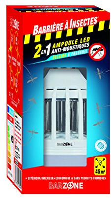 BARRIERE A INSECTES Ampoule LED BARZONE, anti-moustiques 2 en 1, intérieur et extérieur, Portée de 45m², Étui 1 ampoule, BARLIGHT