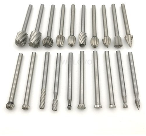20 Stück Hartmetall-Rotary-Frässtifte-Set mit 3 mm Schaft für Heimwerker Holz-, Carving, Gravieren, Bohren