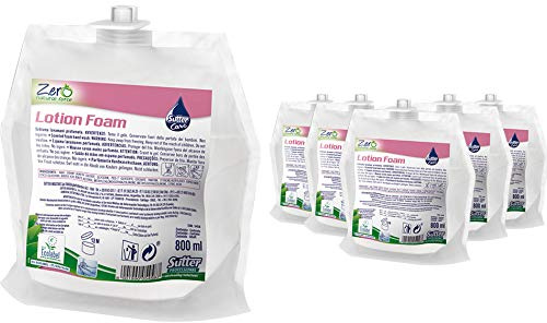 Deter Center Sutter Zero Lotion Foam Sapone lavamani Naturale in Schiuma Certificazione Ecologica Ecolabel - Cartone 6 Bags Ricarica da ml.800