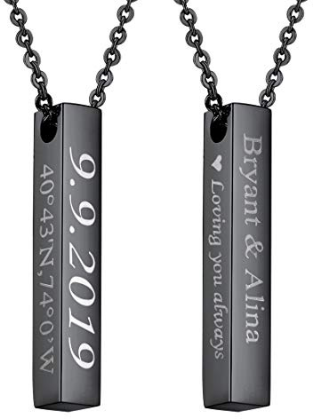 U7 personalisiert Quader Stab Collier für Damen Mädchen Minimalist Stäbchen Anhänger Halskette Edelstahl/18k vergoldet mit Fancy Stein trendig Modeschmuck mit Geschenkbox für Weihnachten Valentinstag