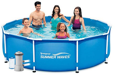 Summer Escapes Waves Frame Pool 3.05m x 76cm 10ft x 30 with Filter Pump