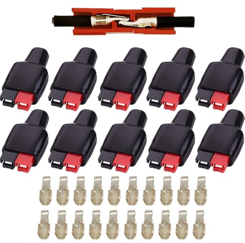 CESFONJER 45‑Amp Quick‑Disconnect Steckverbinder, 10 Paar Rot‑Schwarz Anderson Powerpole Terminals mit 20 silberbeschichteten Kupferkontakten für Strom‑ und Batterieverbindungen