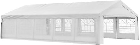 Outsunny Gazebo da Giardino 10x6m Pieghevole in Acciaio e Poliestere, Tendone per Feste con Pareti Rimovibili e Finestre in PVC, Bianco