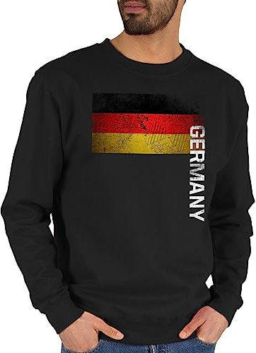 Sweater Pullover Sweatshirt Herren Damen - Fußball EM WM - Deutschland Flagge Adler Germany - XL - Schwarz - fussball europameisterschaft 2024 fussball-europameisterschaft soccer cup fanartikel