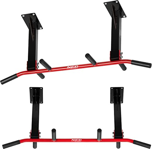 NEO SPORT Klimmzugstange für die Decke NS-317 zum Hochziehen von Krafttrainingsübungen aus verstärktem Stahl 6 rutschfeste Griffe 98 x 43 x 35 cm Maximale Belastung 90 kg