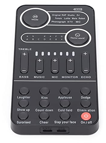 Mezclador de Audio para Youtube, Tiktok Live, Live Stream Sound Card Set Voice Changer con Auriculares, Cable de Audio, Bolsa de Almacenamiento Compatible con Teléfono Y Computadora(K9)