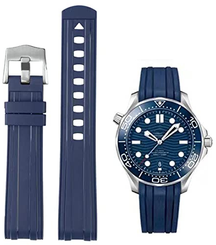 FOUUAAO Uhrenarmbänder für Omega Silikon Armband Gummi Weich Wasserdicht Uhrenarmbänder 20mm 22mm Armbänder für Omega Seamaster 300 für Omega SpeedMaster De Ville Original