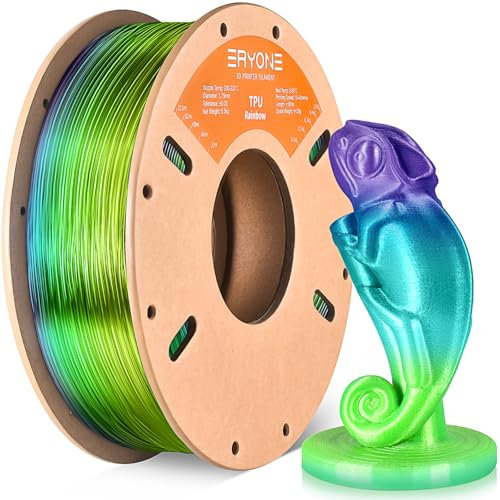 ERYONE TPU Filament 1,75 mm, 3D Drucker Filament TPU 0,5 kg 1 Spool, +/-0,05 mm, 95 A, Sea Glass Rainbow