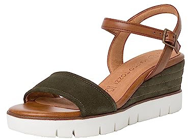 MARCO TOZZI Damen Keilsandale, Keilabsatz, weiches FEEL ME Fußbett, aus hochwertigem Leder, ideal für Business und Freizeit