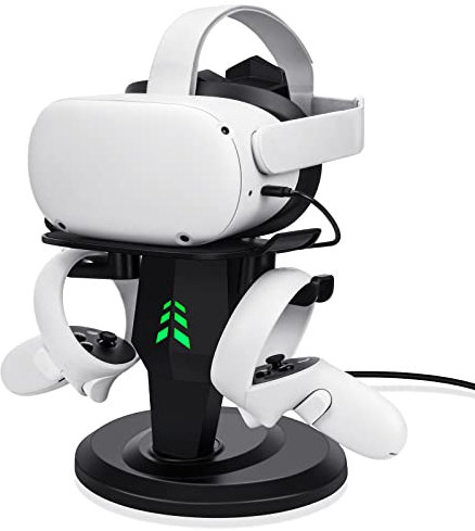 alcopanda VR Stand, Headset Charging Dock, VR Display Stand Accessories for Oculus Quest, Quest 2,Rift, Rift S, Valve Index Headset and Touch Controllers