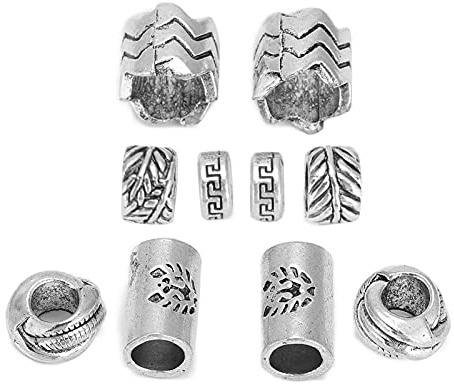 Norse Dreadlock Beads, 10pcs Alloy Antique Rune Pendants for Hair Decorations, Men Women DIY Project Beard Hair Bracelets