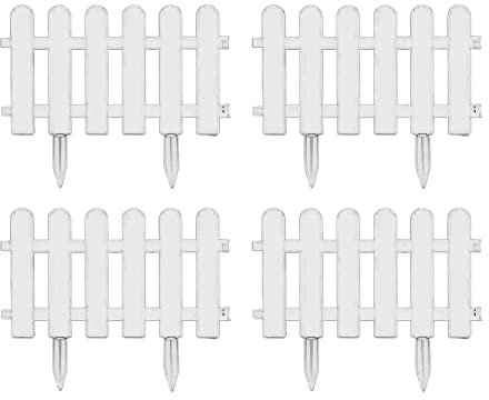 Luckxing Rasenkante Beetumrandung Gartenzaun Zaun Zierzaun Friesenzaun Lattenzaun, 4 Stück Gartenzaun Classic Weiß Beetbegrenzung Beeteinfassung Zaun Für Garten, Landschaftseinfassungen, Wege