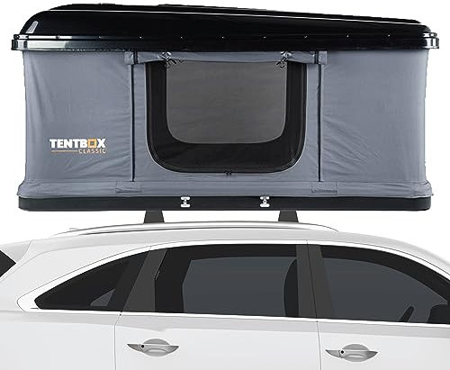 TentBox - Dachzelt Classic, Schwarz und Grau - TentBox Autodachzelt, Schlafplatz für 2 Personen - Camping für alle Vier Jahreszeiten - Dachzelt Box - Gasunterstütztes Öffnen, Aufbau in 60 Sekunden