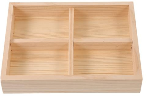 Holibanna Jewelry Tray Organizer for and Trinkets Rustic Wood Storage Plate for Jewelry Decorative Compartment Tray for Home and Desktop Organization