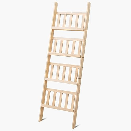 Regale Displays an der Wand, bodenstehender Bücherständer, Katalog-Literaturständer für Wohnzimmer, Klassenzimmer, Büros, Zeitschriftenhalter aus Holz mit abgestuftem Design (Größe: 4 Etagen, 50