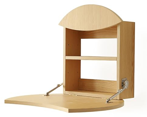 Wandklapptisch, Wandtisch Klappbar Mit Ablagefächern, Holz Klappbarer Computertisch, Küchentisch, Schreibtisch, Esstisch, Wandmontage Klapptisch Schminktisch Für Kleine Räume ( Color : Wood color )