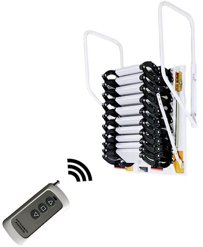Elektrische Trittleiter, 6 Fuß bis 11,5 Fuß, Fernbedienung für Dachbodentreppen, multifunktionale, an der Wand montierte Teleskopleiter (vertikale Höhe 3,5 m/11,48 Fuß, blau)