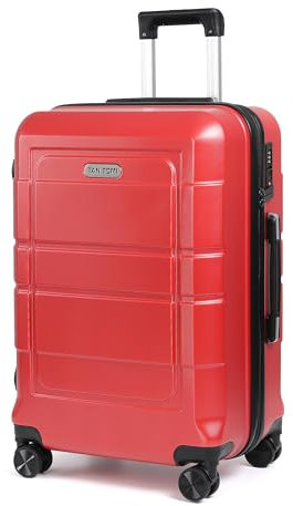 TANTOMI Koffer Groß, Hartschalenkoffer aus ABS+PC, Trolley, Reisekoffer mit 4 drehbaren Rollen (360°), 3-stelliges Zahlenschloss und Aluminium-Teleskopgriff (XL – 95L, Rot)