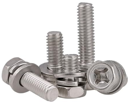 10-20 Stücke Kreuzschlitz Sechskantkopf Mit Unterlegscheibe Halbrundschraube M5 M6 M8 Edelstahl Metrisches Drei-Kombinationsgewinde(40mm,M5 20pcs)