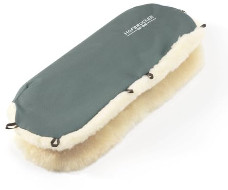 Hofbrucker Lammfell-Handwärmer/Muff für Kinderwagen, Buggy, Sportwagen & Radanhänger | wind- & wasserabweisend | echtes Lammfell (medizinisch gegerbt) | Knopfverschlüsse, universal | 54 × 24 cm