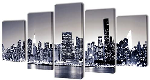 Rantry Leinwanddruck-Set New York Monochrom, 200 x 100 cm, Innenmöbel für Wohnzimmer, Büro, Schlafzimmer