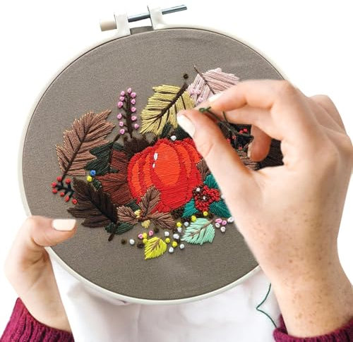 Anfänger-Stickset - ÜBungsstich-Set, Halloween-Stickset | Halloween Häkelsets Sticksets Anfänger, Lernset Zum Sticken Mit Mustern Und Anleitungen Stickstoff-Bastelarbeiten Für Anfänger, Stickstoff