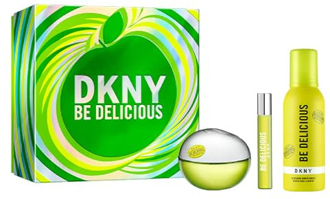 DKNY Be Delicious Pack Regalo Mujer - Eau de Parfum 100ml, Tamaño de Viaje 15ml, Mousse de Ducha 150ml - Fragancia Floral Afrutada, Larga Duración